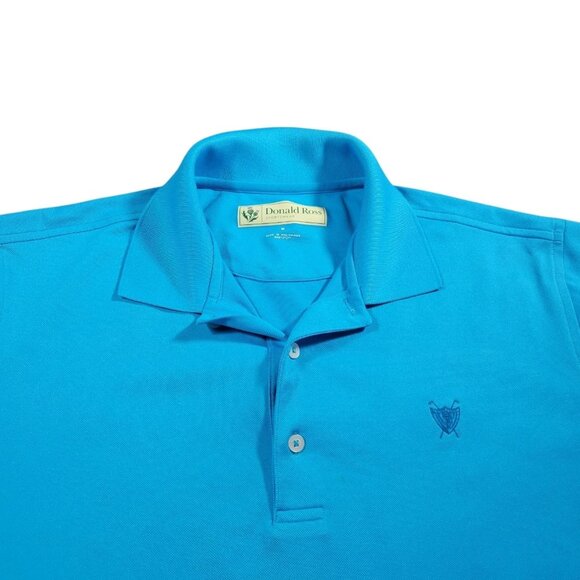 Donald Ross Polo Men's Medium Blue Golf Shirt Logo Short Slv Performance Marks* - Picture 1 of 8